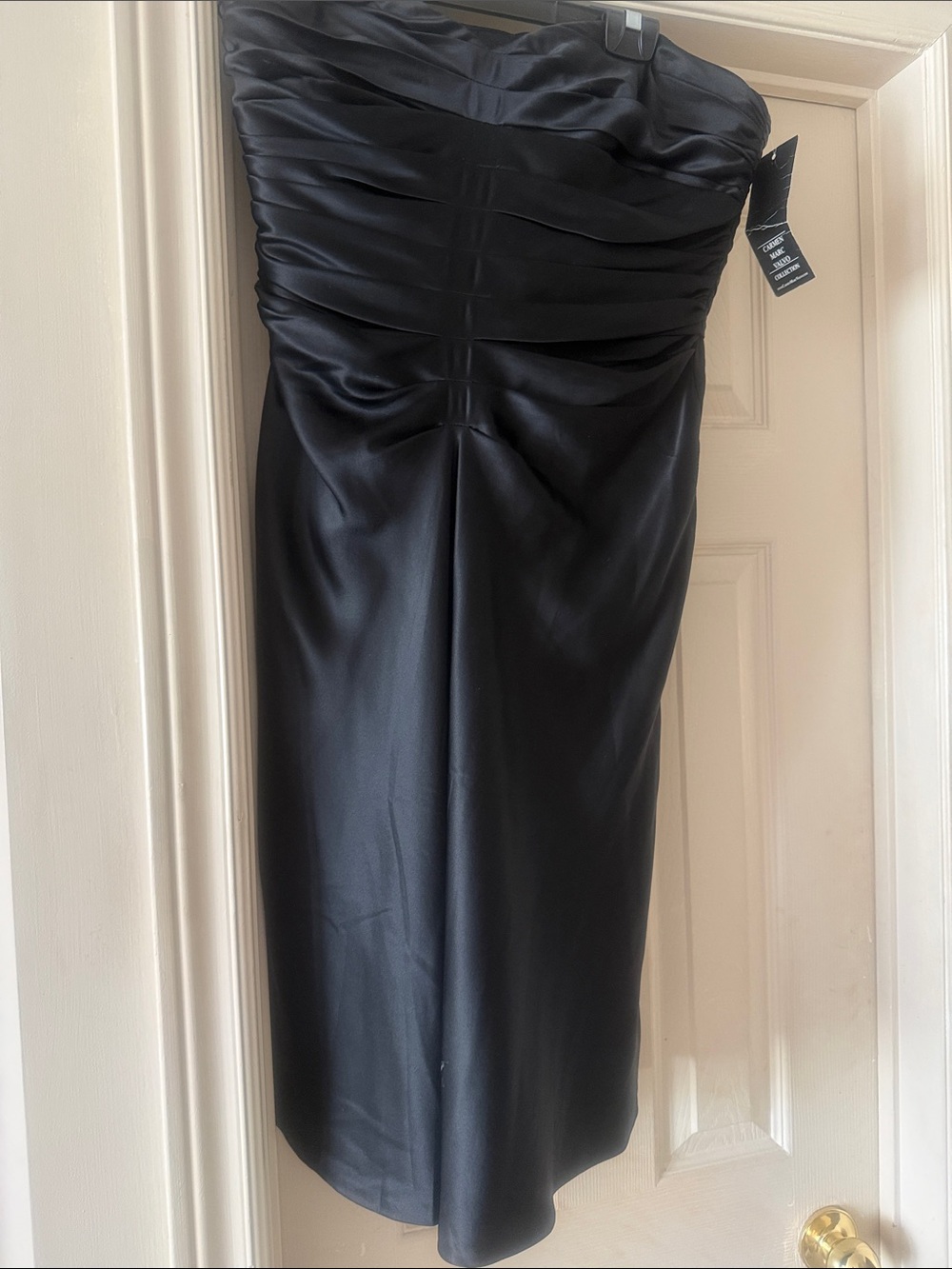 Carmen Marc Valvo - Vince Camuto Strapless Black Satin Cocktail Dress